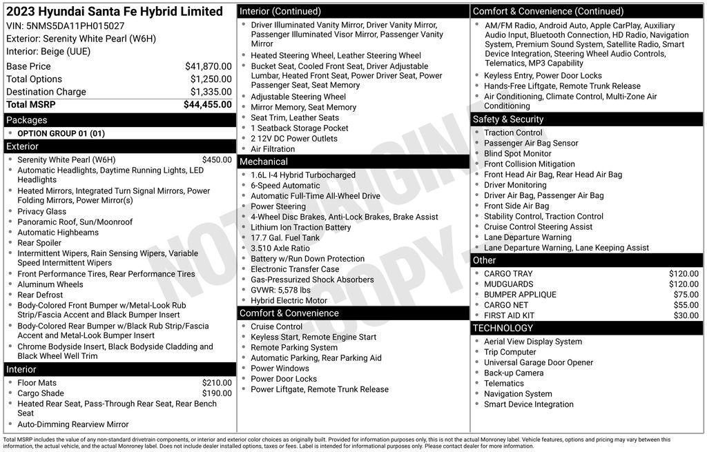 used 2023 Hyundai SANTA FE HEV car, priced at $27,977