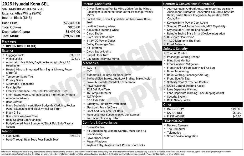 used 2025 Hyundai Kona car, priced at $24,291