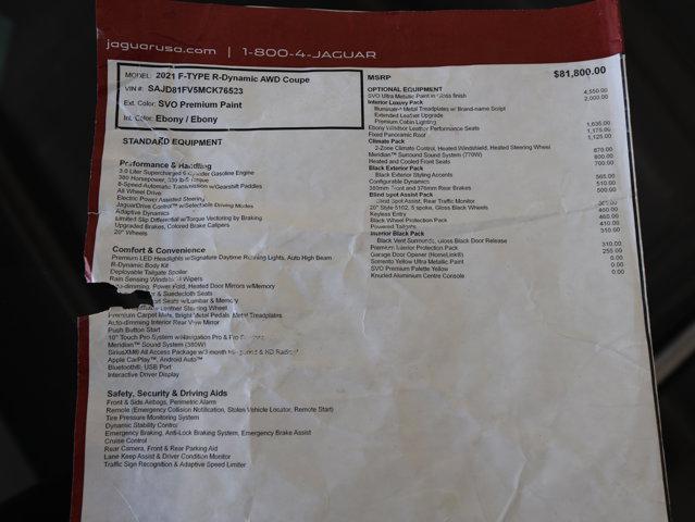 used 2021 Jaguar F-TYPE car, priced at $54,900