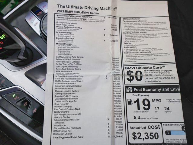 used 2022 BMW 750 car, priced at $48,900
