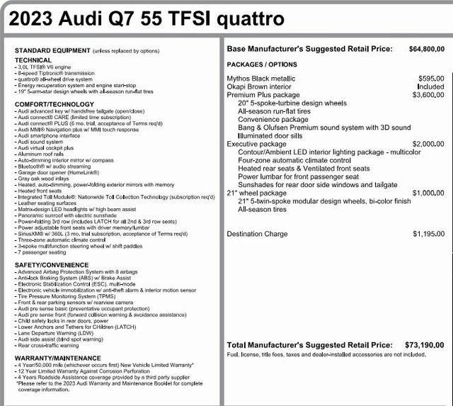 used 2023 Audi Q7 car, priced at $59,447