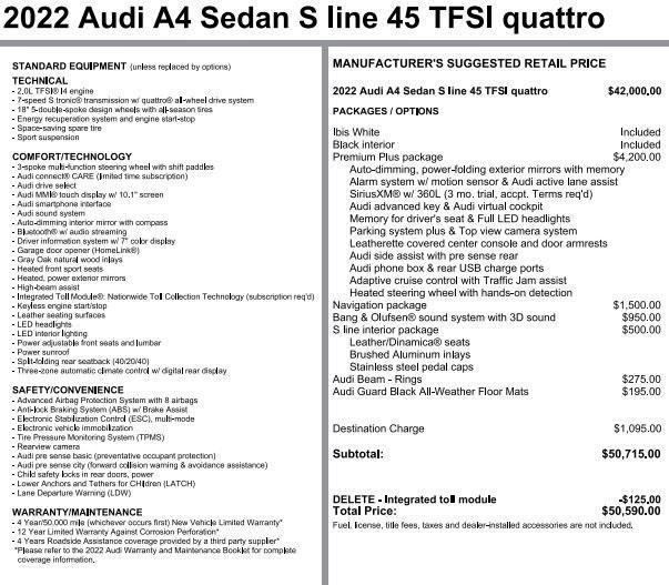 used 2022 Audi A4 car, priced at $33,553