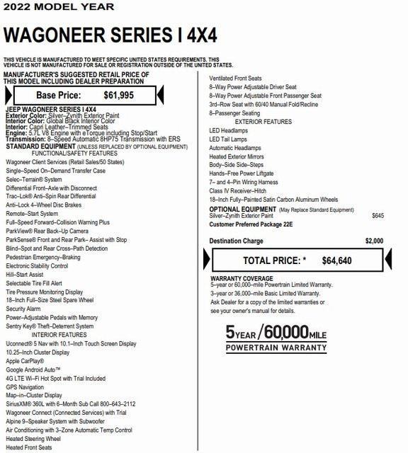 used 2022 Jeep Wagoneer car, priced at $45,315