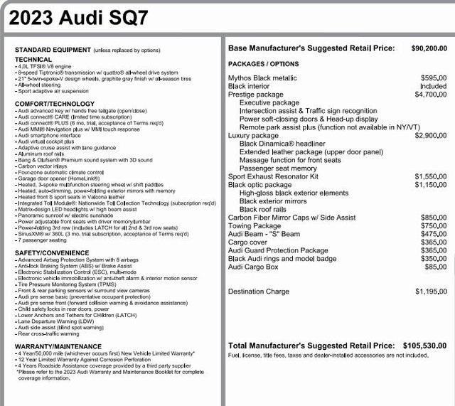 used 2023 Audi SQ7 car, priced at $81,304