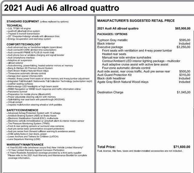 used 2021 Audi A6 car, priced at $49,500