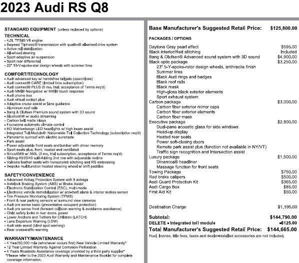 used 2023 Audi RS Q8 car, priced at $101,889