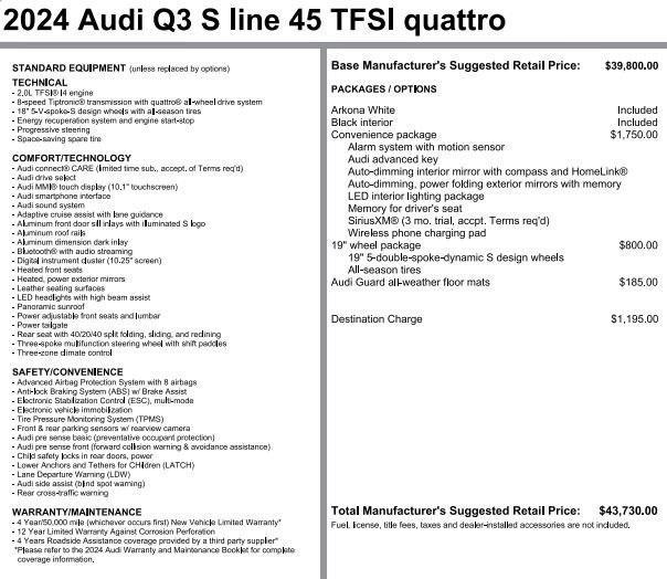 used 2024 Audi Q3 car, priced at $36,024