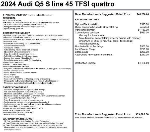 used 2024 Audi Q5 car, priced at $42,809