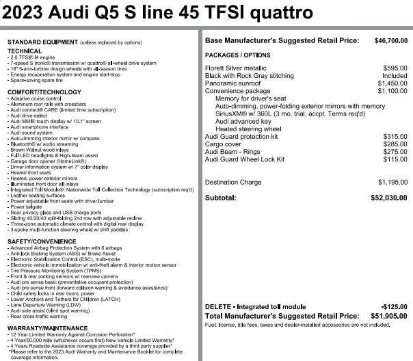 used 2023 Audi Q5 car, priced at $37,876