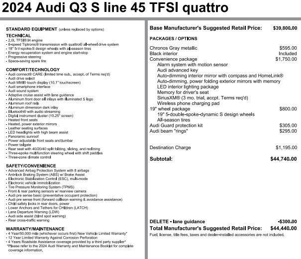 used 2024 Audi Q3 car, priced at $37,435