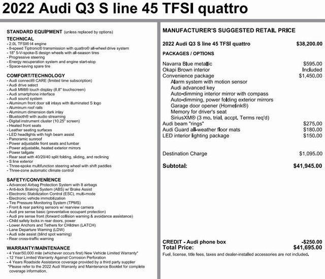 used 2022 Audi Q3 car, priced at $27,904