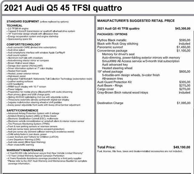 used 2021 Audi Q5 car, priced at $31,175