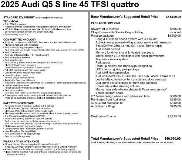 used 2025 Audi Q5 car, priced at $55,898
