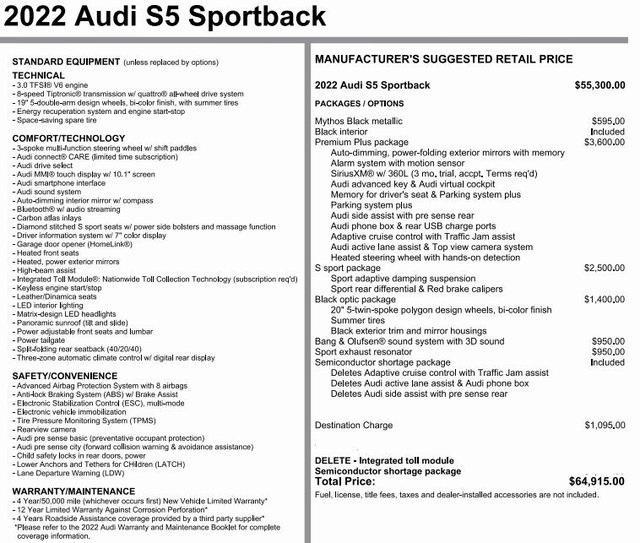 used 2022 Audi S5 car, priced at $44,866