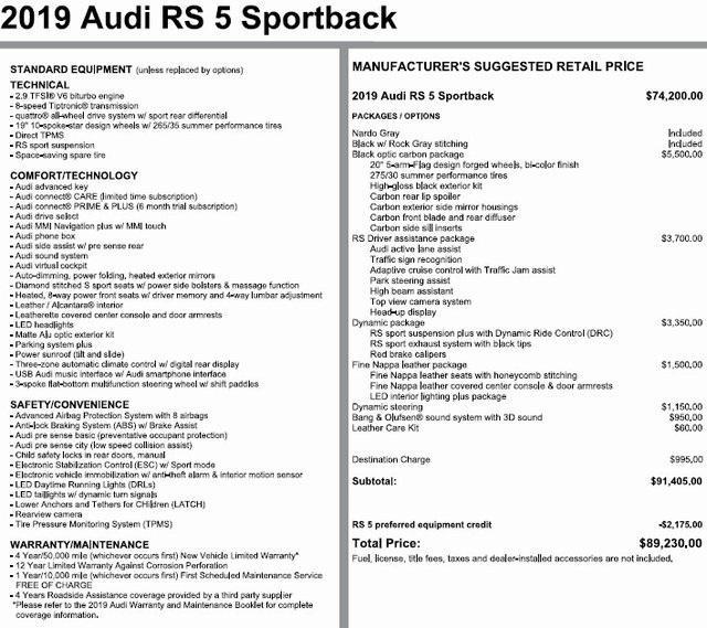 used 2019 Audi RS 5 car, priced at $50,007