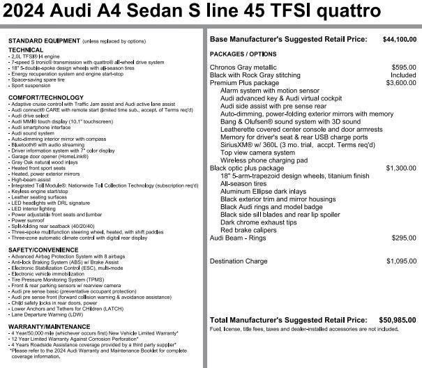 used 2024 Audi A4 car, priced at $39,604