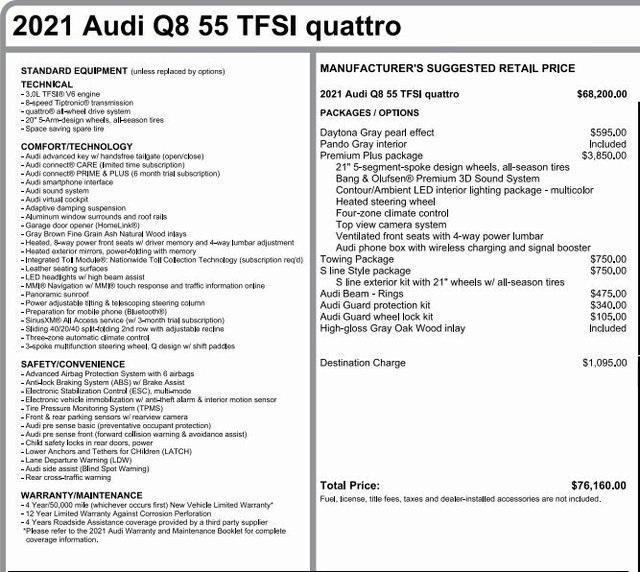 used 2021 Audi Q8 car, priced at $46,058