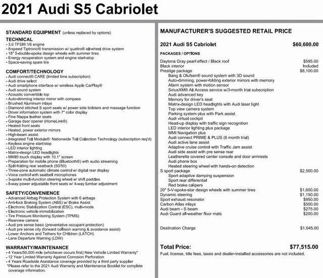 used 2021 Audi S5 car, priced at $45,278