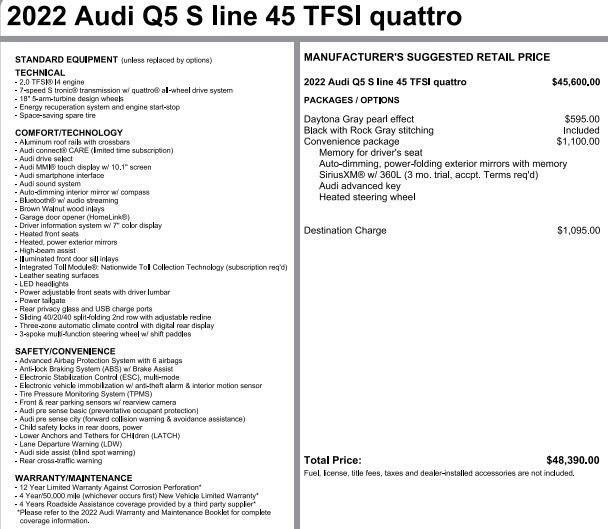 used 2022 Audi Q5 car, priced at $34,981