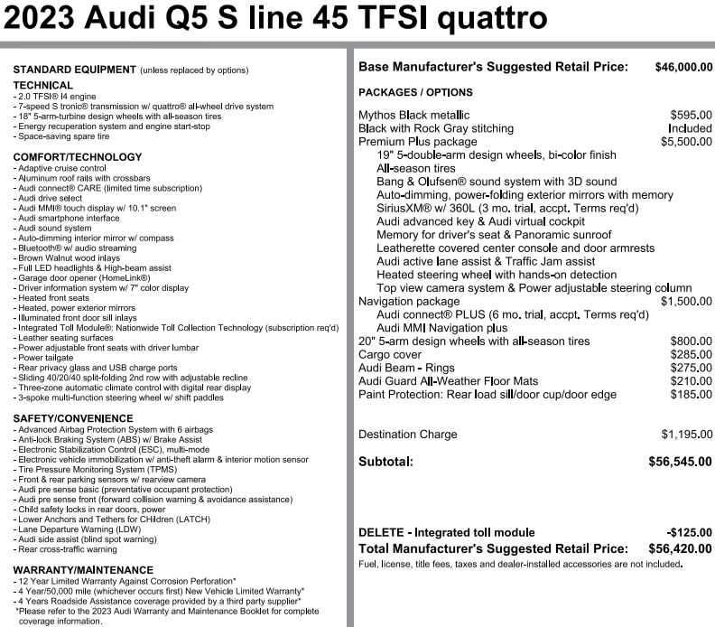 used 2023 Audi Q5 car, priced at $36,550