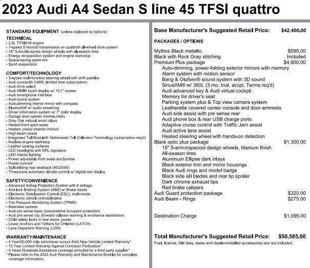 used 2023 Audi A4 car, priced at $33,720