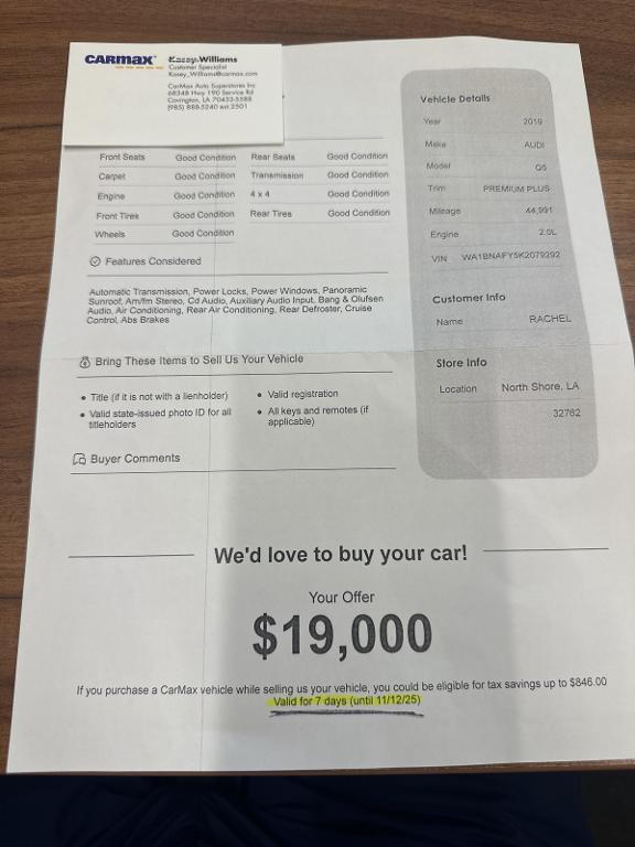 used 2019 Audi Q5 car, priced at $22,590