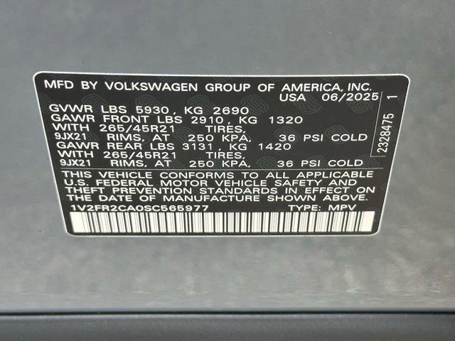 new 2025 Volkswagen Atlas car, priced at $50,352