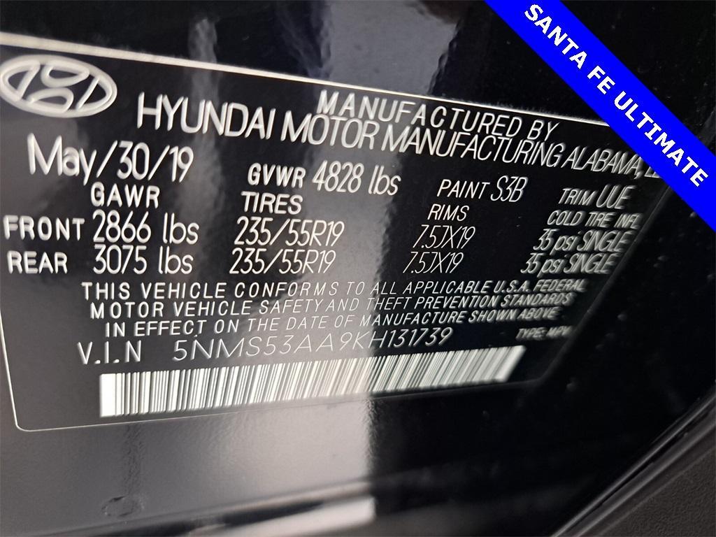 used 2019 Hyundai Santa Fe car, priced at $21,495
