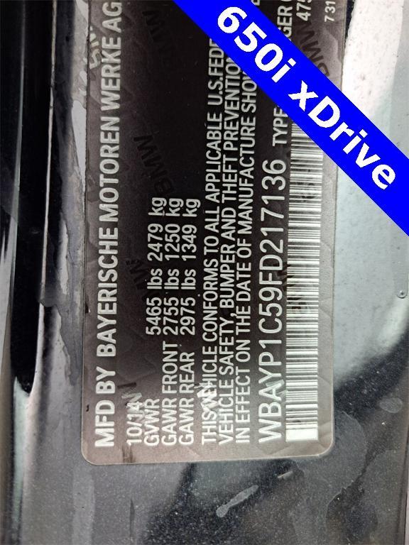used 2015 BMW 650 car, priced at $33,995
