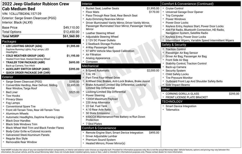 used 2022 Jeep Gladiator car, priced at $37,687