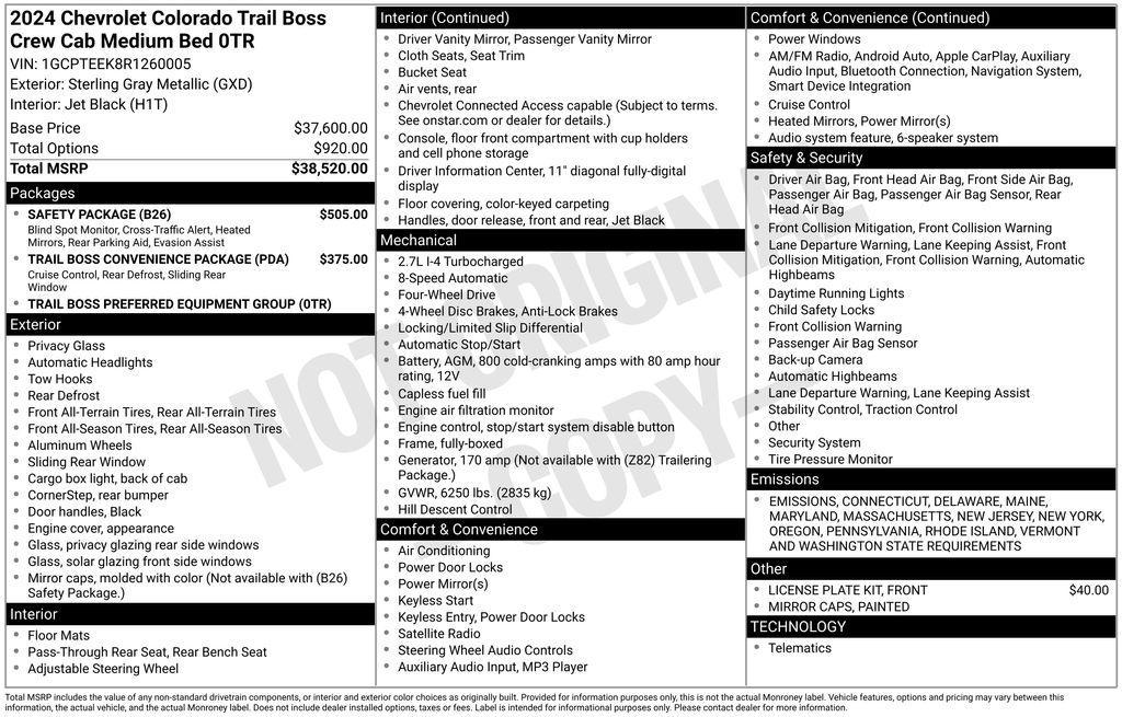 used 2024 Chevrolet Colorado car, priced at $39,000