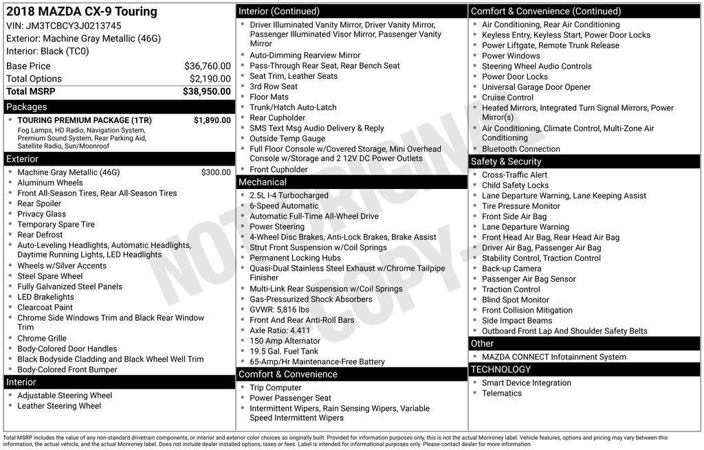 used 2018 Mazda CX-9 car, priced at $14,287