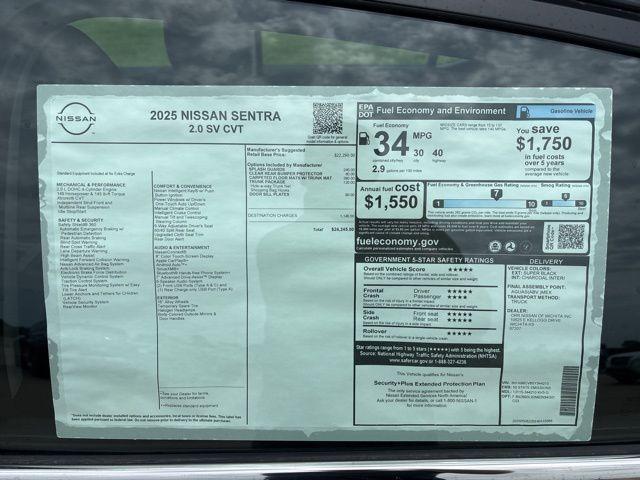 new 2025 Nissan Sentra car, priced at $24,245