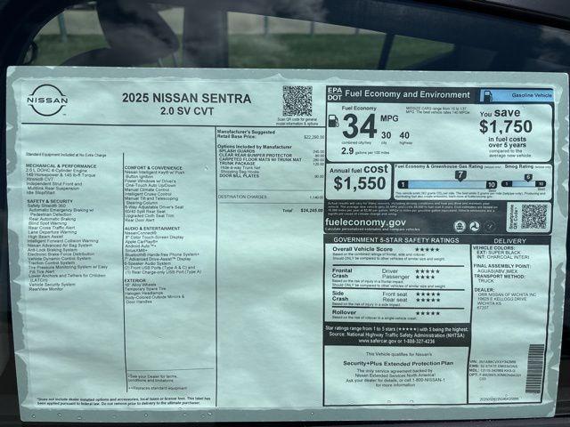 new 2025 Nissan Sentra car, priced at $24,245