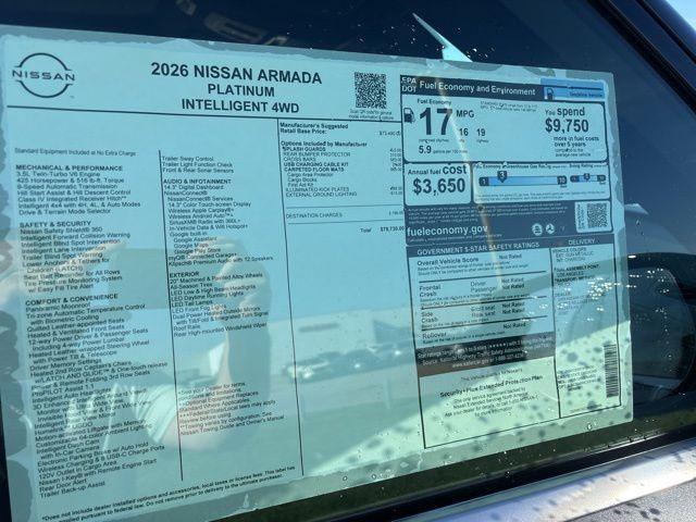 new 2026 Nissan Armada car, priced at $78,730