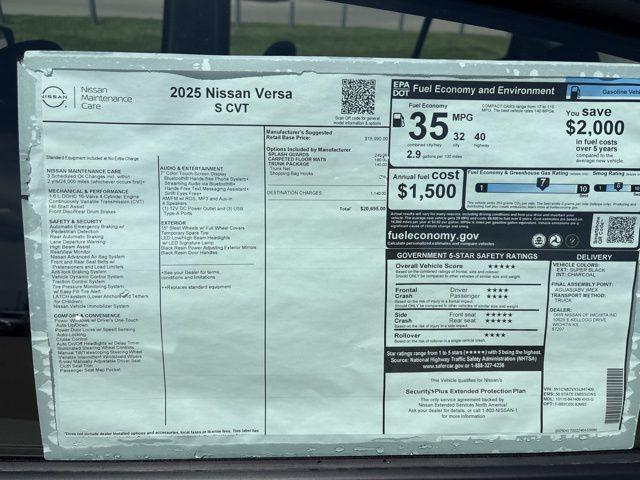 new 2025 Nissan Versa car, priced at $20,695