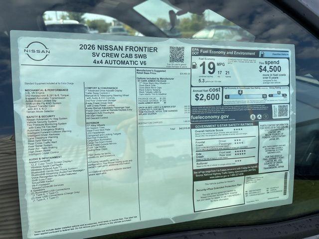 new 2026 Nissan Frontier car, priced at $40,915