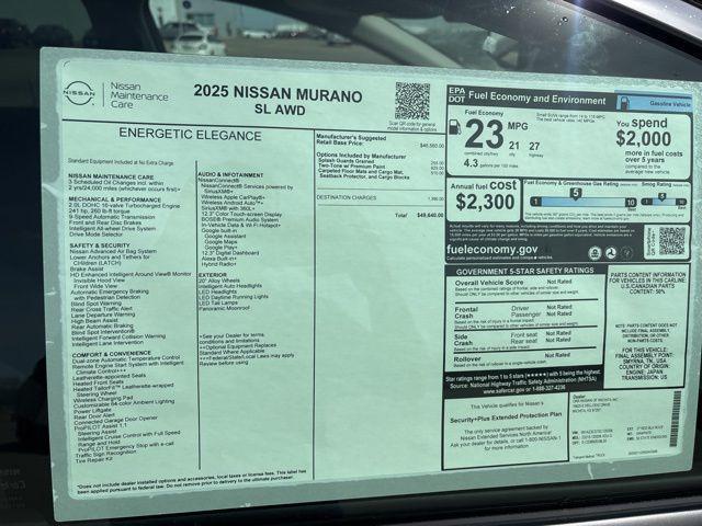new 2025 Nissan Murano car, priced at $48,640