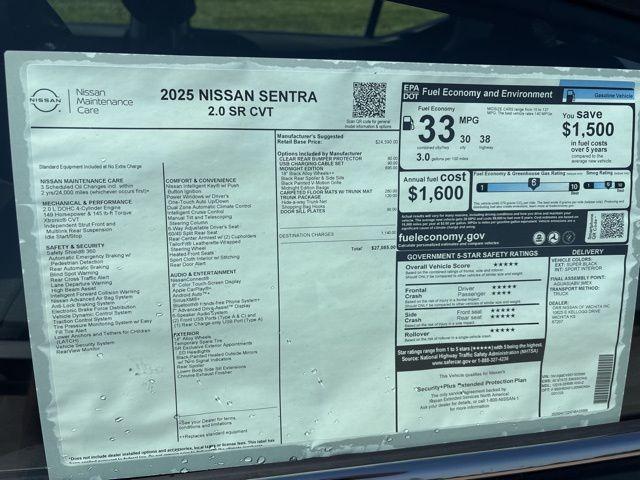 new 2025 Nissan Sentra car, priced at $27,085