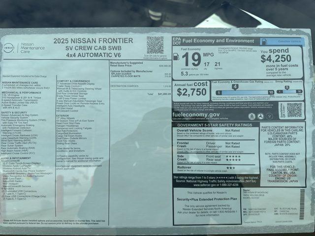 new 2025 Nissan Frontier car, priced at $38,080