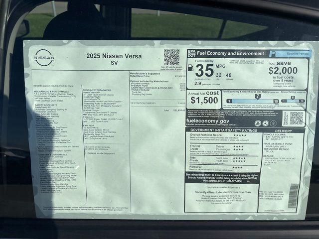 new 2025 Nissan Versa car, priced at $22,100