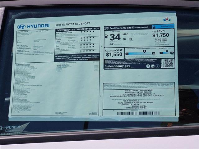 new 2025 Hyundai Elantra car, priced at $24,662