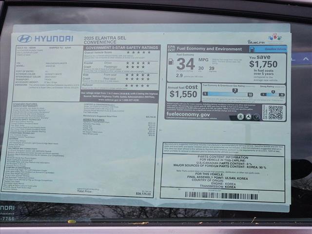 new 2025 Hyundai Elantra car, priced at $26,362