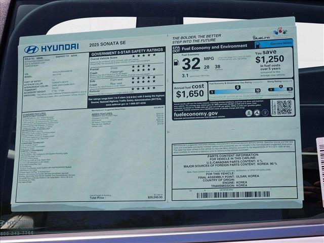 new 2025 Hyundai Sonata car, priced at $28,170