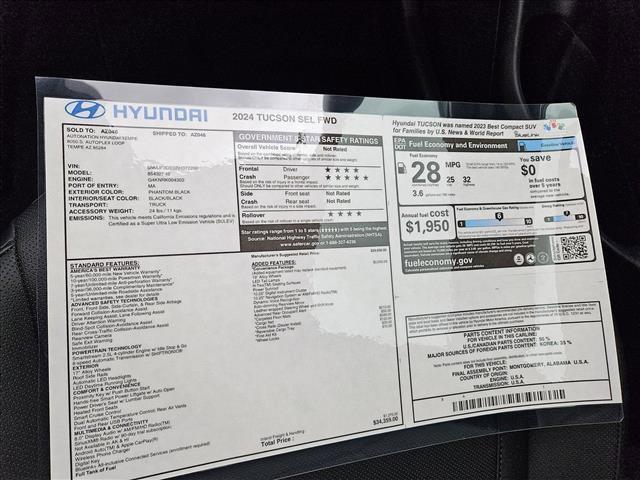new 2024 Hyundai Tucson car, priced at $31,398