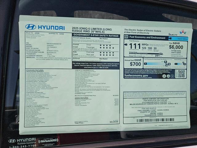 new 2025 Hyundai IONIQ 6 car, priced at $45,755