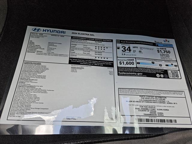 new 2024 Hyundai Elantra car, priced at $22,978