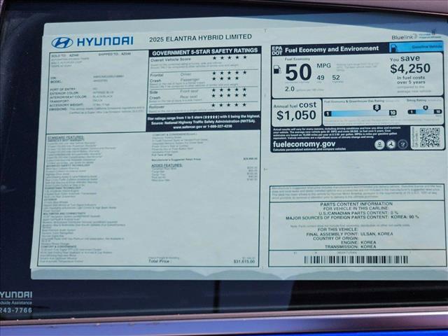 new 2025 Hyundai Elantra car, priced at $31,615