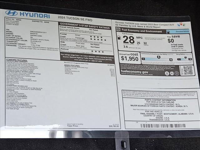 new 2024 Hyundai Tucson car, priced at $27,780