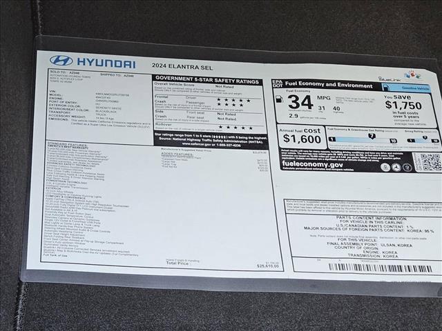 new 2024 Hyundai Elantra car, priced at $24,110